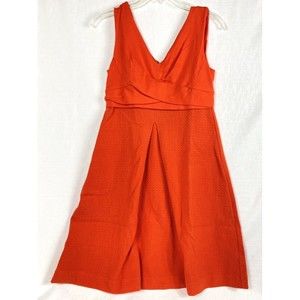 Anthropologie HD In Perris Midi Dress Stretch Size 6 Sleeveless V Neck Orange